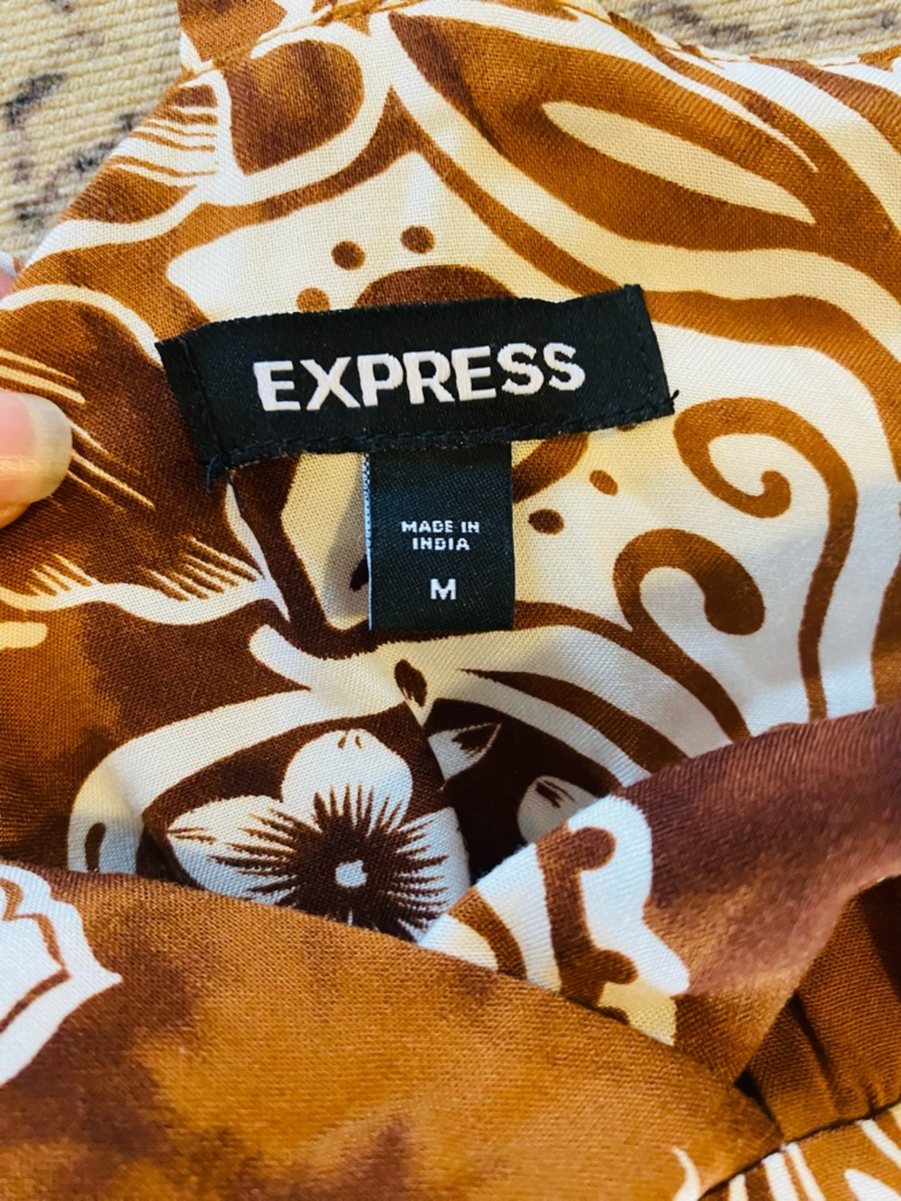 EXPRESS Brown Floral Tropical Halter Maxi Dress Resortwear Vacation - Picture 7 of 8